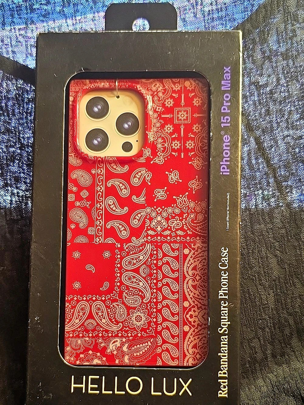 HELLO LUX Red Bandana Square Phone Case for iPhone 15 Pro Max iPhone 15 Pro Max